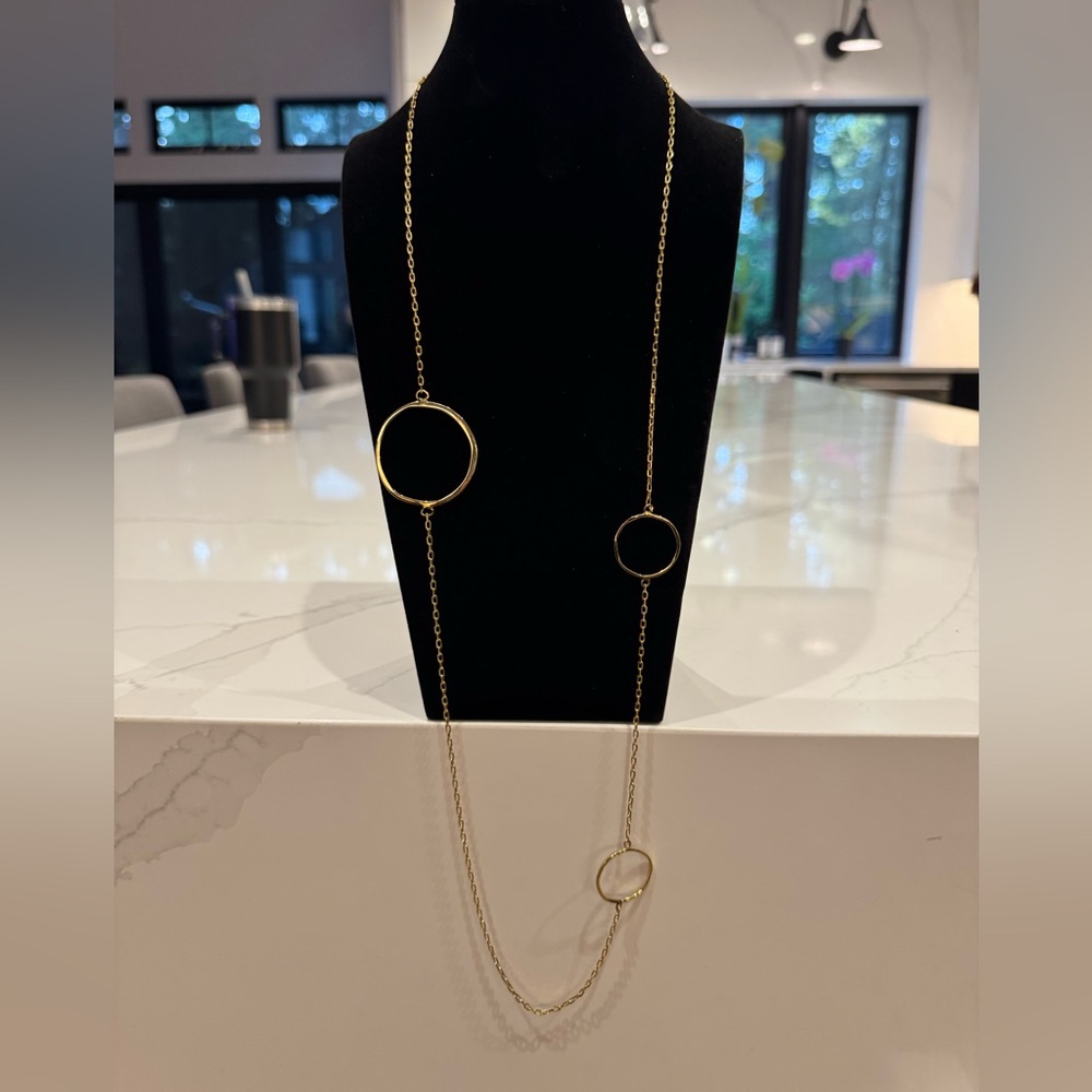 Gold Circle Link Long Necklace - Women Jewelry